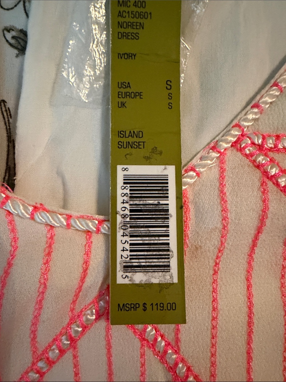 NWT Gianni bini White Tank Dress with Neon Pink Beaded Geometric Detail - Picture 3 of 3